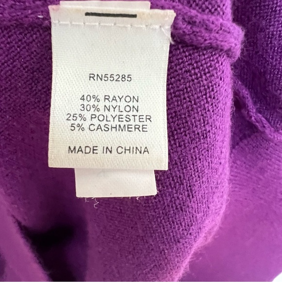 Express Design Studio Cashmere Knit Top‎ Draped Neck Medium Short Sleeve Purple - Picture 4 of 6